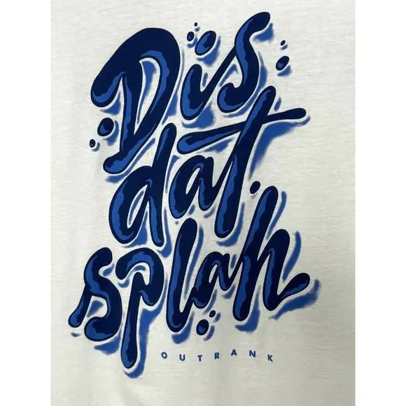 OUTRANK MEN'S CUSTOM WHITE & BLUE CREW NECK SHORT SLEEVE T-SHIRT SIZE LARGE - Picture 3 of 7